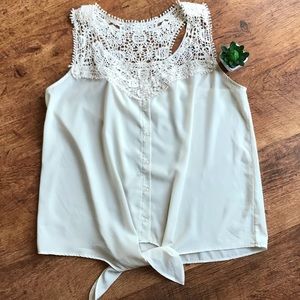 Charming Charlie sheer Lace Large Top